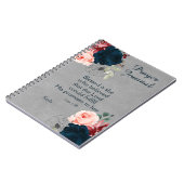 Marsala Navy Blue Floral Name Prayer Journal Notitieboek (Linkerzijde)