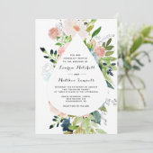 Marsala Navy Blush Wedding Invitation Kaart (Staand voorkant)