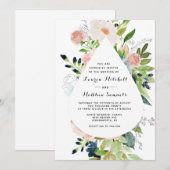 Marsala Navy Blush Wedding Invitation Kaart (Voorkant / Achterkant)