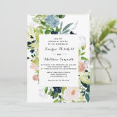 Marsala Navy Blush Wedding Invitation Kaart (Staand voorkant)