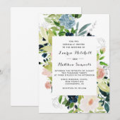 Marsala Navy Blush Wedding Invitation Kaart (Voorkant / Achterkant)
