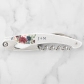 Marsala & Navy Floral Custom Wedding Favor Kurkentrekker (Voorkant)