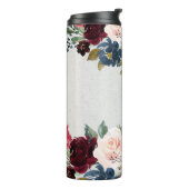 Marsala & Navy Floral, gepersonaliseerd roestvrij  Thermosbeker (Gedraaid links)