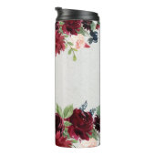 Marsala & Navy Floral, gepersonaliseerd roestvrij  Thermosbeker (Geroteerd rechts)