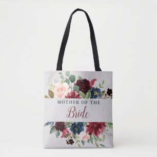 Marsala & Navy Floral Moeder van de bruid Gift Tote Bag