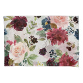 Marsala & Navy Floral Shabby Chic Bedding Custom Kussensloop (Voorkant)