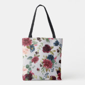Marsala & Navy Floral Shabby Chic Maid of Honor Tote Bag (Achterkant)