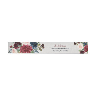 Marsala & Navy Floral Shabby Chic Personalized Adreslabel Wikkel