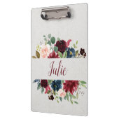 Marsala & Navy Floral Shabby Chic Personalized Klembord (Links)