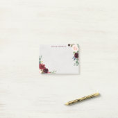 Marsala & Navy Floral Shabby Chic Personalized Post-it® Notes (Op bureau)