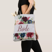Marsala Navy Floral Shabby Chic Wedding Day Bride Tote Bag (Dichtbij)