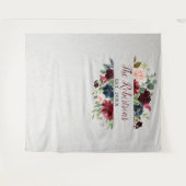 Marsala & Navy Floral Vrijgezellenfeest Wedding Cu Wandkleed (Voorkant (horizontaal))