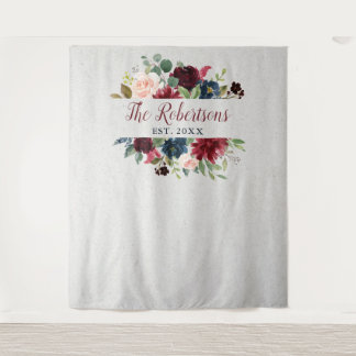 Marsala & Navy Floral Vrijgezellenfeest Wedding Cu Wandkleed