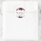 Marsala Navy Floral Wedding Bedankt Ronde Sticker (Tas)