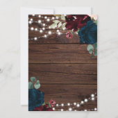 Marsala & Navy Flower Rustic Wood Rehearsal Dinner Kaart (Achterkant)