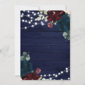 Marsala & Navy Flowers Rustic Save the Date (Achterkant)