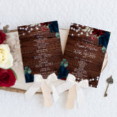 Marsala & Navy Flowers Rustic Wedding Set Fans Handwaaier