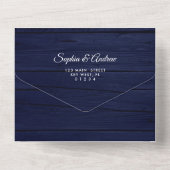 Marsala & Navy Flowers Rustic Wood All in One Inv Uitnodiging (Achterkant)