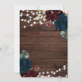 Marsala & Navy Flowers Rustic Wood Save the Date (Achterkant)