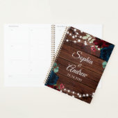 Marsala & Navy Flowers Rustic Wood Wedding Planner (Display)