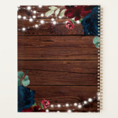Marsala & Navy Flowers Rustic Wood Wedding Planner (Achterkant)