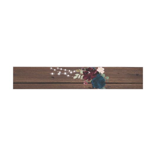 Marsala & Navy Flowers Rustic Wood Wedding Uitnodigingen Wikkel (Vlak)