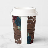 Marsala & Navy Flowers Rustiek Vrijgezellenfeest Papieren Bekers (Rechts)