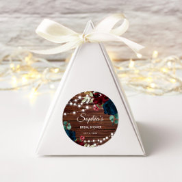 Marsala & Navy Flowers Rustiek Vrijgezellenfeest Ronde Sticker