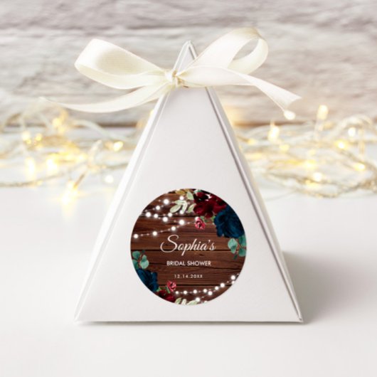 Marsala & Navy Flowers Rustiek Vrijgezellenfeest Ronde Sticker