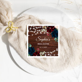 Marsala & Navy Flowers Rustiek Vrijgezellenfeest Servet