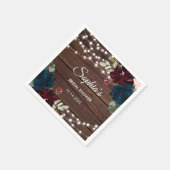 Marsala & Navy Flowers Rustiek Vrijgezellenfeest Servet (Hoek)