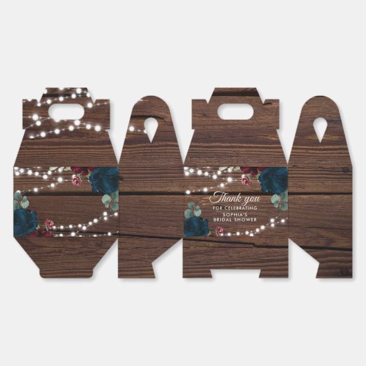 Marsala & Navy Flowers Rustiek Vrijgezellenfeest V Bedankdoosjes (Ongevouwen)