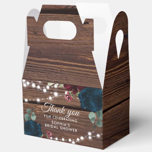 Marsala & Navy Flowers Rustiek Vrijgezellenfeest V Bedankdoosjes (Open)