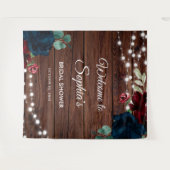 Marsala & Navy Flowers Rustiek Vrijgezellenfeest Wandkleed (Voorkant (horizontaal))