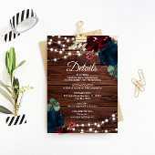 Marsala & Navy Flowers Wedding Details Enclosure Informatiekaartje