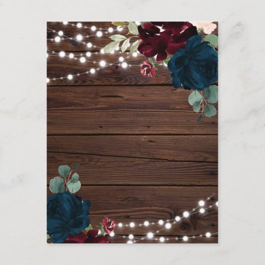 Marsala & Navy Flowers Wedding Details Enclosure Informatiekaartje (Achterkant)