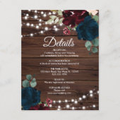 Marsala & Navy Flowers Wedding Details Enclosure Informatiekaartje (Voorkant)