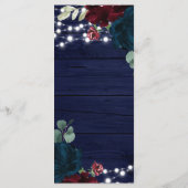 Marsala & Navy Flowers Wood Weddenschap Menu (Achterkant)