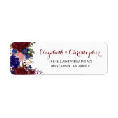 Marsala Navy Gepersonaliseerd Bloemend Retouradres Etiket (Voorkant)