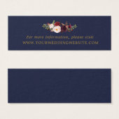 Marsala Navy Gold Floral Wedding Website Kaarten Mini Visitekaartjes (Voorkant /achterkant)