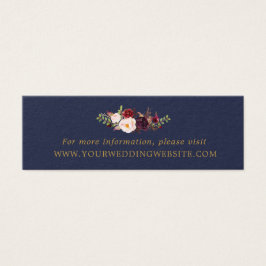 Marsala Navy Gold Floral Wedding Website Kaarten Mini Visitekaartjes