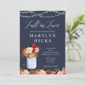 Marsala Navy Herfst in Liefde Bruids Douche Uitnod Kaart (Staand voorkant)