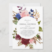 Marsala Navy Pink Floral Circle Vrijgezellenfeest Kaart (Voorkant)