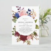 Marsala Navy Pink Floral Circle Vrijgezellenfeest Kaart (Staand voorkant)