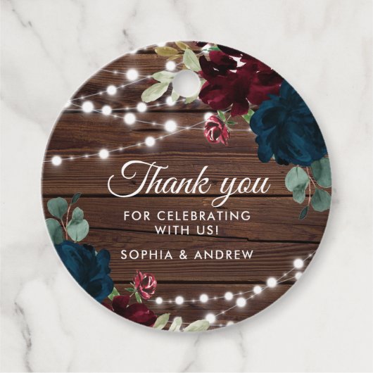 Marsala & Navy Rustic Wedding Bedankjes Labels (Voorkant)