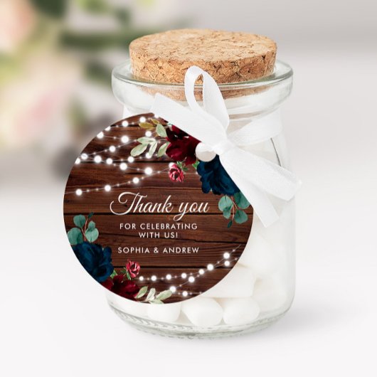 Marsala & Navy Rustic Wedding Bedankjes Labels