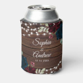 Marsala & Navy Rustiek Hout Bruiloft Blikjeskoeler (Blikje Achterkant)