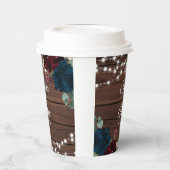 Marsala & Navy Rustiek Hout Bruiloft Papieren Bekers (Links)