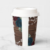 Marsala & Navy Rustiek Hout Bruiloft Papieren Bekers (Rechts)