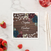 Marsala & Navy Rustiek Hout Bruiloft Servetten (Insitu)